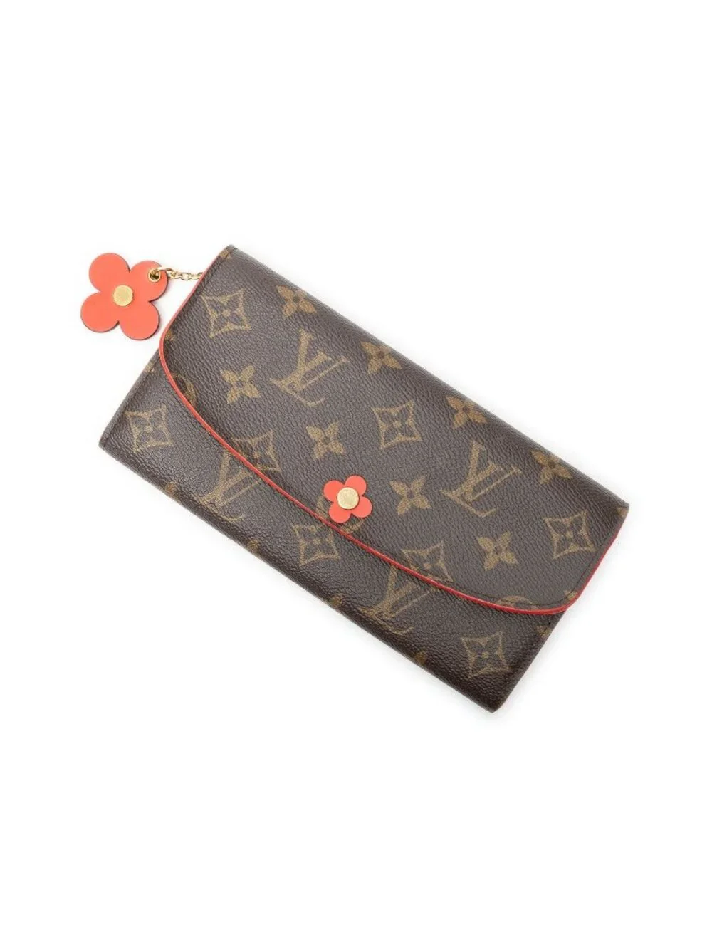 Louis Vuitton Flower Emilie Wallet Red Brown Monogram Canvas